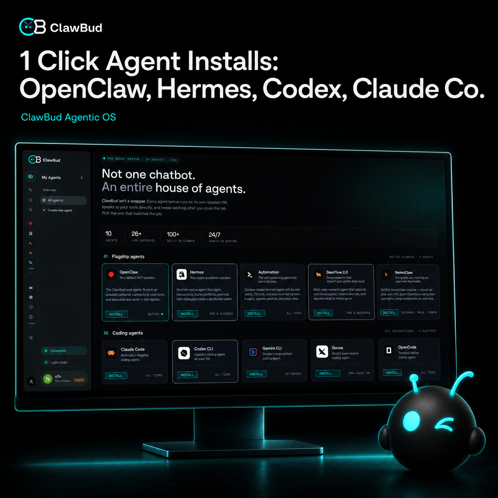 1 Click Agent Installs: OpenClaw, Hermes, Codex, Claude Code, and More