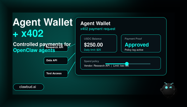 Agent Wallet and x402: How ClawBud Gives OpenClaw Agents Controlled Spending Power